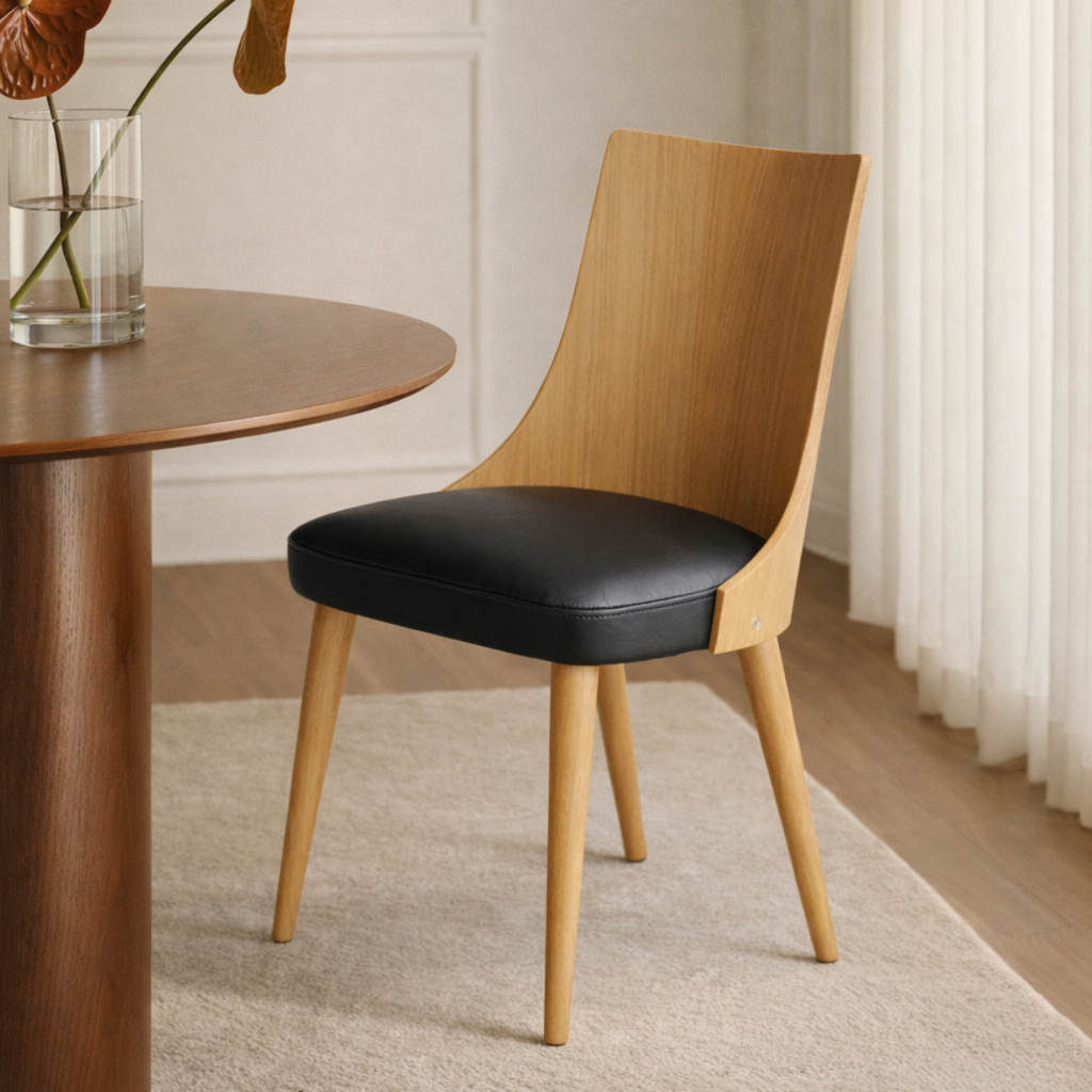 Nowoczesna forma – krzesło drewniane tapicerowane Lume